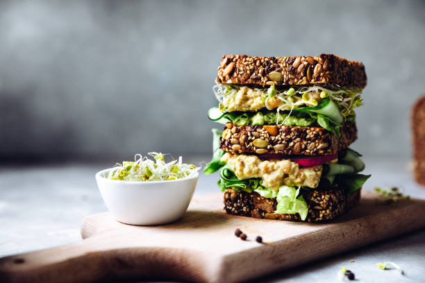 A vegan sandwich with some salad